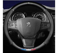 JUZELY Coprivolante Auto per Peugeot 207, Coprivolante in Pelle Microfibra Traspirante e Antiscivolo, Durevole Copri sterzo Auto Accessori Auto Interno,Black-O