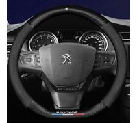 JUZELY Coprivolante Auto per Peugeot 207, Coprivolante in Pelle Microfibra Traspirante e Antiscivolo, Durevole Copri sterzo Auto Accessori Auto Interno,Black-D