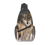 JUZGTSIT Borsa a tracolla da uomo con tracolla diagonale a forma di testa di lupi, borsa a tracolla da donna, zaino da trekking nero, zaino nero