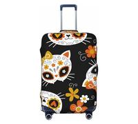 JUZGTSIT Colorato Tie Dye Stained Glass 2 Christmas Gold Deers, Medio Elastico Bagagli Copertura Valigie Coperture Protector, Teschi e fiori di gatto, S, Classico