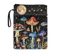 JUZGTSIT Copertina per libro colorata a forma di fungo luna, da donna, riutilizzabile, con comodo cordino per braccialetto, multifunzionale, si adatta alla maggior parte dei libri standard, con