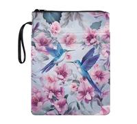 JUZGTSIT Copertina per libro Gruge Maple Leaf Elk Print Hardcover ABag ed Pocket Donne Uomini Storage Puse Outdoor Studio Libri Protector Pounch con Cerniera, Hibiscus1596 colibrì, 3 pezzi, Classico