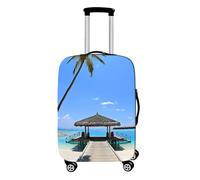 JUZGTSIT Copertura elastica per valigie con stampa di paesaggi marini (S (45,7-50,8 cm), albero di cocco 3, Vacanza, S, Classico