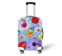 JUZGTSIT Custodia per trolley con fiori 3D adatta alla maggior parte delle borse con cerniera (margherita, L) elastica per bagagli, Gocce D'acqua Margherite, M, Classico