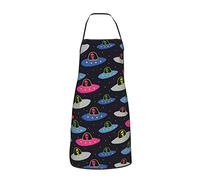 JUZGTSIT Grembiule unisex colorato cosmo UFO alieno astronavi nero teen grembiule per chef, casa, cucina, pittura, giardinaggio, barbecue, 6, Taglia unica