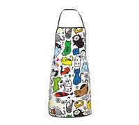 JUZGTSIT Grembiule unisex colorato cosmo UFO alieno astronavi nero teen grembiule per chef, casa, cucina, pittura, giardinaggio, barbecue, 8, Taglia unica