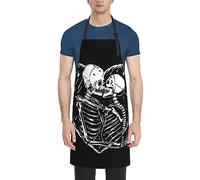 JUZGTSIT Grembiule unisex con bradipo e foglie, regolabile, impermeabile, per chef, casa, cucina, pittura, giardinaggio, barbecue, Teschio Amore Bacio, Taglia unica