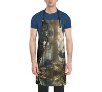 JUZGTSIT Grembiule unisex con motivo cervo sotto l'albero per decorare il giardino, per chef, casa, cucina, pittura, giardinaggio, barbecue