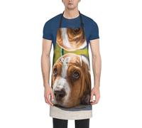 JUZGTSIT Grembiule unisex con stampa cane che riposa, in poliestere, regolabile, impermeabile, per chef, casa, cucina, pittura, giardinaggio, barbecue