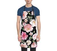 JUZGTSIT Grembiule unisex in marmo rosa oro regolabile cameriera impermeabile per chef, casa, cucina, pittura, giardinaggio, barbecue, Fiore rosa., Taglia unica