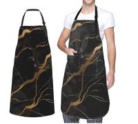 JUZGTSIT Grembiule unisex regolabile in marmo nero oro regolabile grembiule impermeabile per chef, casa, cucina, pittura, giardinaggio, barbecue