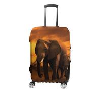 JUZGTSIT Sunset Parent-Child Elephant per manica a S su entrambi i lati per 48-81 cm bianco, piccolo, fiore e animali copertura elastica bagagli copertura valigia Protector, bianco, L, Classico