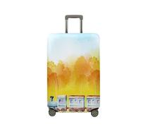JUZGTSIT Train Print (Village, L (66-71 cm)) Copertura elastica per valigie, Autunno., XL, Classico