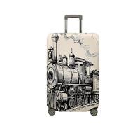 JUZGTSIT Train Print (Village, L (66-71 cm)) Copertura elastica per valigie, Beige, L, Classico
