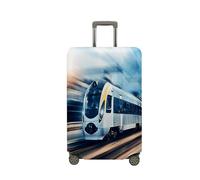 JUZGTSIT Train Print (Village, L (66-71 cm)) Copertura elastica per valigie, Blu, XL, Classico