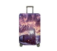 JUZGTSIT Train Print (Village, L (66-71 cm)) Copertura elastica per valigie, Cielo Viola, S, Classico