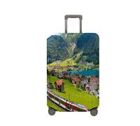 JUZGTSIT Train Print (Village, L (66-71 cm)) Copertura elastica per valigie, Villaggio, S, Classico
