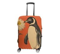 JUZGTSIT Un fiore e pinguino per manica a doppia faccia per 19-32 pollici bianco, piccolo, fiore e animali copertura elastica bagagli copertura valigia Protector, bianco, S, Classico