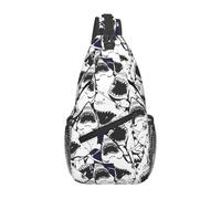 JUZGTSIT Zaino a tracolla unisex a 6 scomparti con squalo, borsa a tracolla per uomo e donna