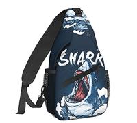 JUZGTSIT Zaino a tracolla unisex con squalo blu, borsa a tracolla per uomo e donna