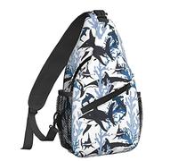 JUZGTSIT Zaino a tracolla unisex con squalo corallo, borsa a tracolla per uomo e donna