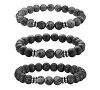 JUZICHEN 2-3 Pezzi Braccialetto Di Perline Da Uomo Da 8MM,Perline Di Pietra Naturale Del Braccialetto Dell'Occhio Di Tigre,Braccialetti Regali Di Gioielli Da Uomo Per La Festa Del Papà (3PCS,H)