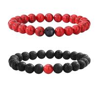 JUZICHEN 2-3 Pezzi Braccialetto Di Perline Da Uomo Da 8MM,Perline Di Pietra Naturale Del Braccialetto Dell'Occhio Di Tigre,Braccialetti Regali Di Gioielli Da Uomo Per La Festa Del Papà (2PCS,E)