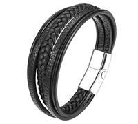 JUZICHEN Bracciale Uomo Pelle Blu Marrone Nero, Ragazzo Bracciali Cuoio Braccialetto Bracciali Gioielli Braccialetti per Uomo (A5)