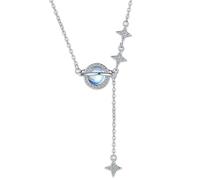 JUZICHEN Collana in Pietra di Luna, Collana Pianeta Luna, Catenina Argento 925 Donna, Con Scatola Regalo, Collana Argento Luna e Stella, Collana Luna con Stelline, Per Ragazze e Donne (D)