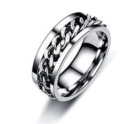 Juztec Anello Spinner per uomo donna anello argento per uomo anello in acciaio inossidabile anello fresco titanio moda anello apribottiglie birra anelli catena, 12, Metallo