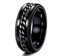 Juztec Anello Spinner per uomo donna anello argento per uomo anello in acciaio inossidabile anello fresco titanio moda anello apribottiglie birra anelli catena, Metallo
