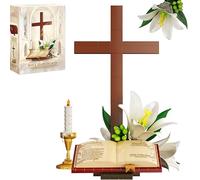 JVAVNE Set di mattoncini da costruzione a forma di croce, 578 pezzi, croci di Gesù, croci floreali creativi, regalo di Pasqua cristiano per adulti