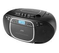 JVC Boombox RC-E451B compatto con 3,2 W di potenza, Bluetooth, CD/MP3/USB/AUX e radio FM. Audio chiaro, display LCD e maniglia per il trasporto, perfetto per casa e in viaggio