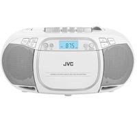 JVC Boombox RC-E451W - Lettore radio CD portatile con Bluetooth, sintonizzatore FM, USB e AUX, riproduzione MP3, CD-R/CD-RW, 3,2 W stereo, display LCD, compatto e leggero