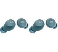 JVC, Cuffie Bluetooth HA-Z66T, Bluetooth 5.1, Resistenti agli Schizzi IPX4, Dimensioni Ridotte, Cuffie Wireless con Batteria Fino a 23 ore, Accensione/Spegnimento Automatico, Azzurro (Confezione da 2)