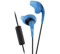 JVC Gumy Sport Auricolari in Ear Antisudore e Antischizzo (IPX2), con Auricolare Nozzle Fit, Cavo 1.0 M, Auricolari S/M, con Microfono e Telecomando a Pulsante Singolo, Compatibile con Iphone/Blackberry/Android, Azzurro