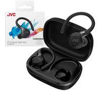 JVC HA-EC75T-B True Wireless Sport Earbuds con ganci regolabili, ANC, Modalità Ambient, IP57 impermeabili, 40h autonomia, EQ via app, bassa latenza e microfono integrato - Nero