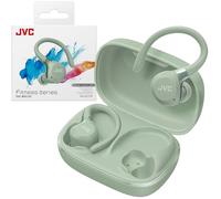 JVC HA-EC75T-G True Wireless Sport Earbuds con ganci regolabili, ANC, Modalità Ambient, IP57 impermeabili, 40h autonomia, EQ via app, bassa latenza e microfono integrato - Verde
