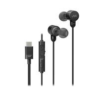 JVC HA-FR29UC-B - Cuffie con cavo USB di tipo C, leggere, comode, audio ad alta risoluzione, microfono e controllo del volume, grado di protezione IPX2, convertitore D/A, riduce al minimo il rumore e