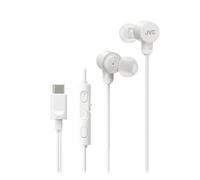 JVC HA-FR29UC-W - Auricolari cablati USB-C con DAC e audio Hi-Res, isolamento, microfono mute, gommini confortevoli e telecomando 3 tasti; plug & play su PC/smartphone - Bianco