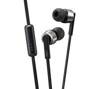 JVC HA-FX51M-B - Cuffie intrauricolari cablate con telecomando, microfono e custodia per il trasporto, impermeabili IPX4, funzionamento facile e cavo anti-groviglio, colore: Nero/Argento