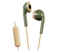 JVC HAF19MGC - Auricolari retrò a prova di sudore e spruzzi d'acqua con microfono e telecomando, colore: cachi e beige