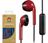 JVC HAF19MRB - Auricolari vintage IPX2 a prova di sudore, con microfono e telecomando (rosso/nero)