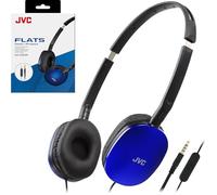 JVC HAS160MA - Cuffie piatte piatte e pieghevoli, con telecomando e microfono, connettore sottile da 3,5 mm, colore: Blu