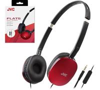 JVC HAS160MR - Cuffie piatte piatte e pieghevoli, con telecomando e microfono, connettore sottile da 3,5 mm, colore: Rosso