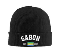 JVCEZRMLQ Cappello a Maglia Unisex Gabon EST.1960 Festa dell'Indipendenza per Uomini Donne Maschi, Cappello Autunnale Inverno e Autunno