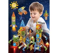 Jvchengxi 174 Pezzi Costruzioni Magnetiche per Bambini Magneti STEM Educativi Giochi Magnetici Costruzione Magnetica Giocattoli Pista Colorata + Blocchi Magnetico Regalo per Ragazze e Ragazzi 3+