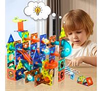 Jvchengxi Costruzioni Magnetiche Luminose, 110 Pezzi 3D Giochi Magnetici per Bambini STEM Giocattoli Educativi Creativi con Blocchi, Traccia e Sfere per Ragazzi e Ragazze Regalo Età 3+