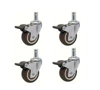 JVDDI Ruote girevoli con Asta con Inserto TPR da 4 Pezzi da 1 Pollice, rotelle universali con Barra Rotante da 360 Gradi for carrelli della Spesa, i, carrelli, banchi da Lavoro(4 Brake)