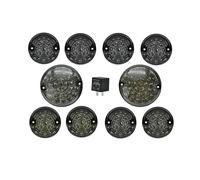 Jvdoipgd Fendinebbia 10 Pezzi Per Land Per Rover Per Defender/Per Defender90/110 Fari Fendinebbia Anteriori Posteriori Luce Retromarcia Aggiornamento LED Lente Fumé Faretti(Black lens)